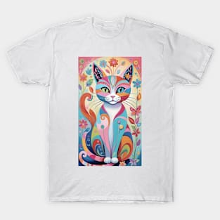 Abstract Cat's Whisker Wonderland: A Symphony of Colors T-Shirt